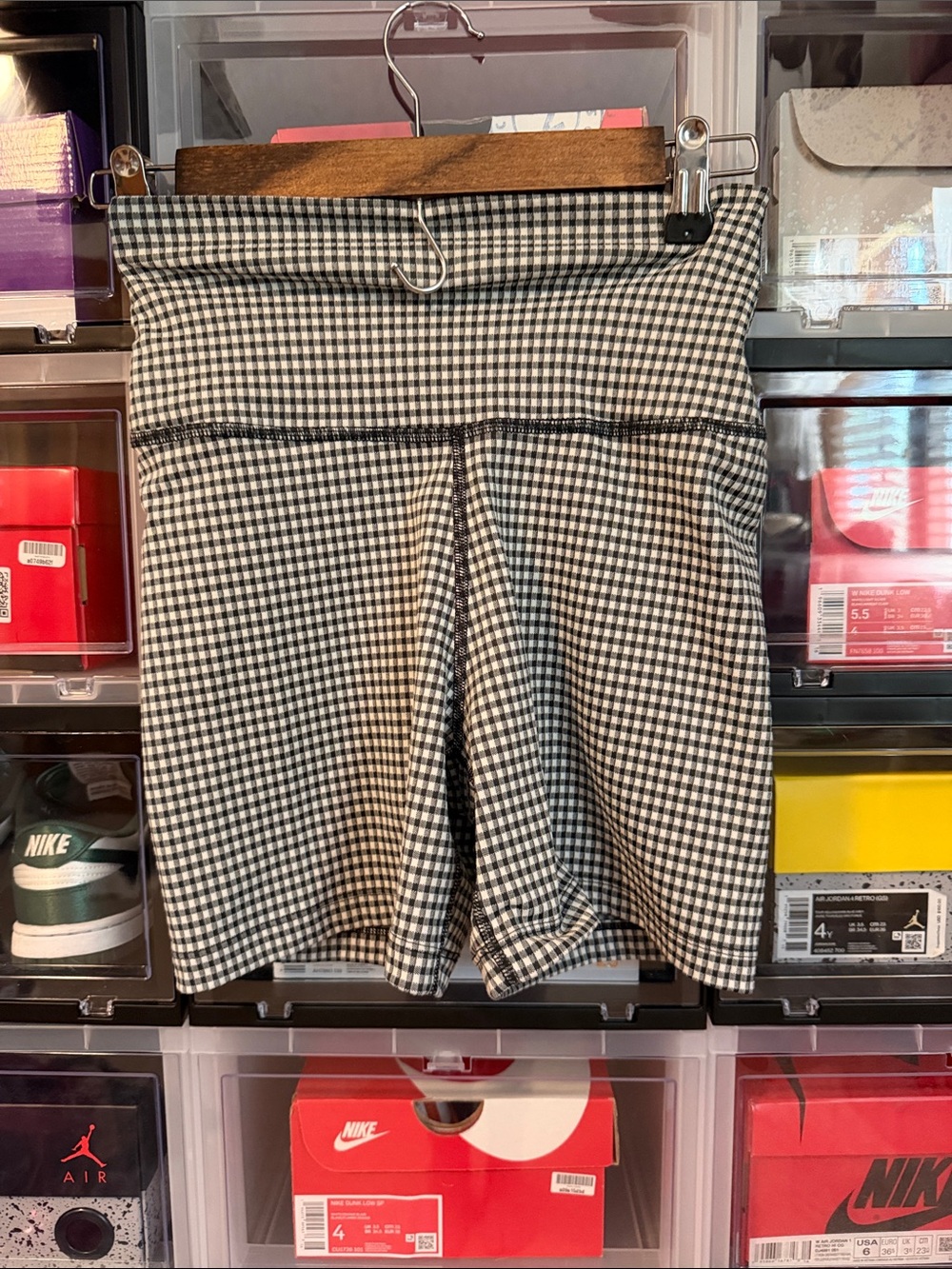 Nike Black & White Gingham Bike Shorts